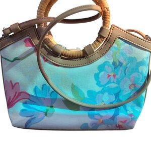 Fossil Floral Canvas Tote with Bamboo Handles
